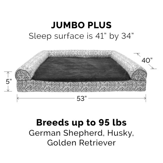 Furhaven Large Memory Foam Dog Bed Plush & Southwest Kilim Decor Sofa-Style w/Removable Washable Cover - Desert Brown, Large Furhaven Large Memory Foam Dog Bed Plush & Southwest Kilim Decor Sofa-Style w/Removable Washable Cover - Desert Brown, Large