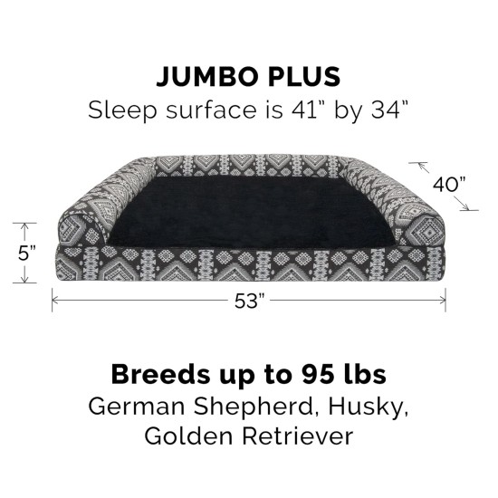Furhaven Large Memory Foam Dog Bed Plush & Southwest Kilim Decor Sofa-Style w/Removable Washable Cover - Desert Brown, Large Furhaven Large Memory Foam Dog Bed Plush & Southwest Kilim Decor Sofa-Style w/Removable Washable Cover - Desert Brown, Large