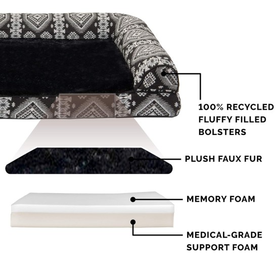Furhaven Large Memory Foam Dog Bed Plush & Southwest Kilim Decor Sofa-Style w/Removable Washable Cover - Desert Brown, Large Furhaven Large Memory Foam Dog Bed Plush & Southwest Kilim Decor Sofa-Style w/Removable Washable Cover - Desert Brown, Large