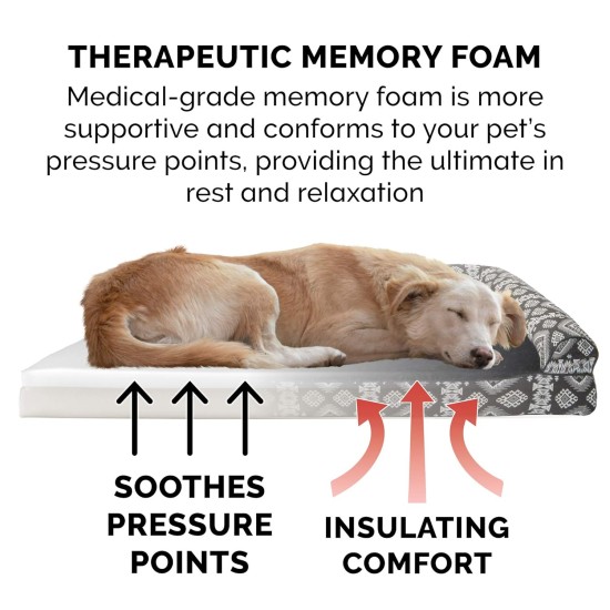Furhaven Large Memory Foam Dog Bed Plush & Southwest Kilim Decor Sofa-Style w/Removable Washable Cover - Desert Brown, Large Furhaven Large Memory Foam Dog Bed Plush & Southwest Kilim Decor Sofa-Style w/Removable Washable Cover - Desert Brown, Large