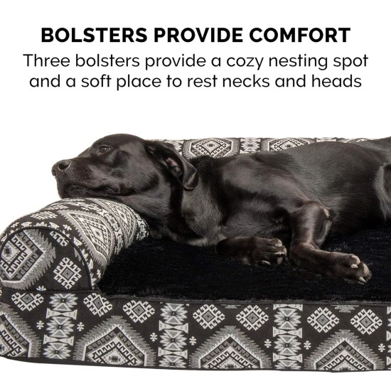 Furhaven Large Memory Foam Dog Bed Plush & Southwest Kilim Decor Sofa-Style w/Removable Washable Cover - Desert Brown, Large Furhaven Large Memory Foam Dog Bed Plush & Southwest Kilim Decor Sofa-Style w/Removable Washable Cover - Desert Brown, Large