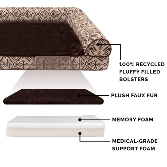 Furhaven Large Memory Foam Dog Bed Plush & Southwest Kilim Decor Sofa-Style w/Removable Washable Cover - Desert Brown, Large Furhaven Large Memory Foam Dog Bed Plush & Southwest Kilim Decor Sofa-Style w/Removable Washable Cover - Desert Brown, Large