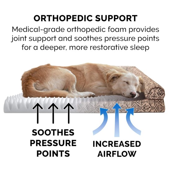 Furhaven Large Memory Foam Dog Bed Plush & Southwest Kilim Decor Sofa-Style w/Removable Washable Cover - Desert Brown, Large Furhaven Large Memory Foam Dog Bed Plush & Southwest Kilim Decor Sofa-Style w/Removable Washable Cover - Desert Brown, Large
