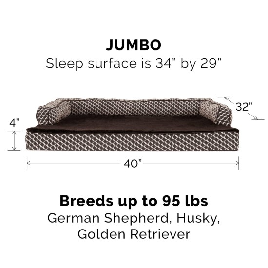 Furhaven Large Memory Foam Dog Bed Plush & Southwest Kilim Decor Sofa-Style w/Removable Washable Cover - Desert Brown, Large Furhaven Large Memory Foam Dog Bed Plush & Southwest Kilim Decor Sofa-Style w/Removable Washable Cover - Desert Brown, Large