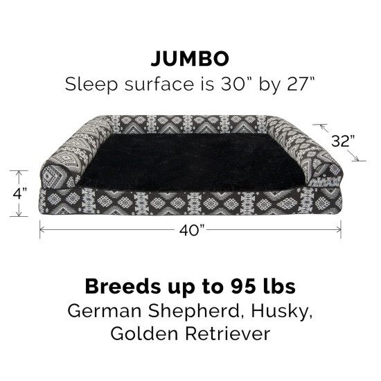 Furhaven Large Memory Foam Dog Bed Plush & Southwest Kilim Decor Sofa-Style w/Removable Washable Cover - Desert Brown, Large Furhaven Large Memory Foam Dog Bed Plush & Southwest Kilim Decor Sofa-Style w/Removable Washable Cover - Desert Brown, Large
