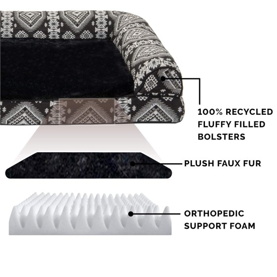 Furhaven Large Memory Foam Dog Bed Plush & Southwest Kilim Decor Sofa-Style w/Removable Washable Cover - Desert Brown, Large Furhaven Large Memory Foam Dog Bed Plush & Southwest Kilim Decor Sofa-Style w/Removable Washable Cover - Desert Brown, Large