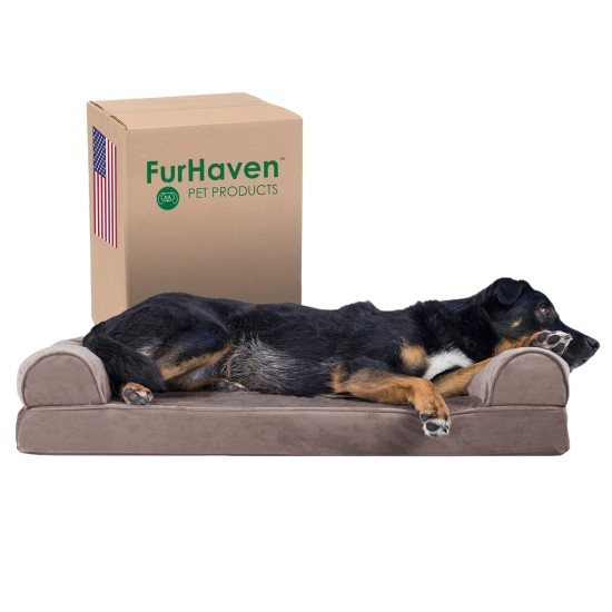Furhaven Large Memory Foam Dog Bed Plush & Southwest Kilim Decor Sofa-Style w/Removable Washable Cover - Desert Brown, Large Furhaven Large Memory Foam Dog Bed Plush & Southwest Kilim Decor Sofa-Style w/Removable Washable Cover - Desert Brown, Large