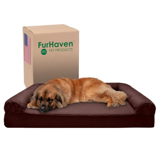 Furhaven Large Memory Foam Dog Bed Plush & Southwest Kilim Decor Sofa-Style w/Removable Washable Cover - Desert Brown, Large Furhaven Large Memory Foam Dog Bed Plush & Southwest Kilim Decor Sofa-Style w/Removable Washable Cover - Desert Brown, Large