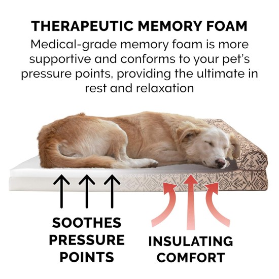 Furhaven Large Memory Foam Dog Bed Plush & Southwest Kilim Decor Sofa-Style w/Removable Washable Cover - Desert Brown, Large Furhaven Large Memory Foam Dog Bed Plush & Southwest Kilim Decor Sofa-Style w/Removable Washable Cover - Desert Brown, Large