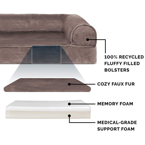 Furhaven Large Memory Foam Dog Bed Plush & Southwest Kilim Decor Sofa-Style w/Removable Washable Cover - Desert Brown, Large Furhaven Large Memory Foam Dog Bed Plush & Southwest Kilim Decor Sofa-Style w/Removable Washable Cover - Desert Brown, Large