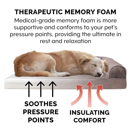 Furhaven Large Memory Foam Dog Bed Plush & Southwest Kilim Decor Sofa-Style w/Removable Washable Cover - Desert Brown, Large Furhaven Large Memory Foam Dog Bed Plush & Southwest Kilim Decor Sofa-Style w/Removable Washable Cover - Desert Brown, Large