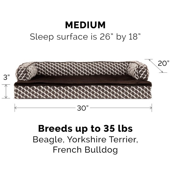 Furhaven Large Memory Foam Dog Bed Plush & Southwest Kilim Decor Sofa-Style w/Removable Washable Cover - Desert Brown, Large Furhaven Large Memory Foam Dog Bed Plush & Southwest Kilim Decor Sofa-Style w/Removable Washable Cover - Desert Brown, Large