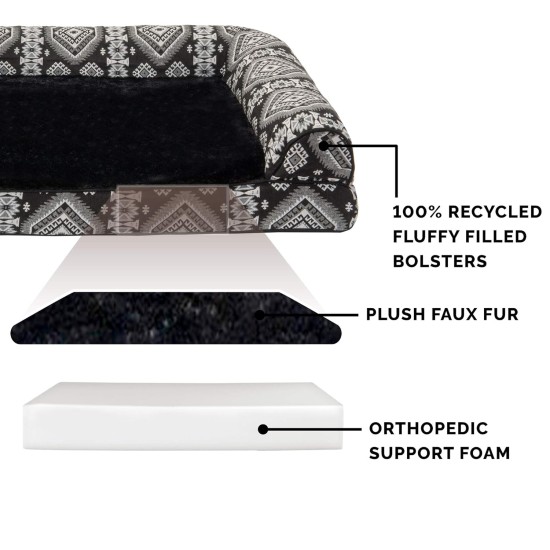 Furhaven Large Memory Foam Dog Bed Plush & Southwest Kilim Decor Sofa-Style w/Removable Washable Cover - Desert Brown, Large Furhaven Large Memory Foam Dog Bed Plush & Southwest Kilim Decor Sofa-Style w/Removable Washable Cover - Desert Brown, Large