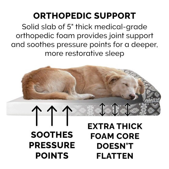 Furhaven Large Memory Foam Dog Bed Plush & Southwest Kilim Decor Sofa-Style w/Removable Washable Cover - Desert Brown, Large Furhaven Large Memory Foam Dog Bed Plush & Southwest Kilim Decor Sofa-Style w/Removable Washable Cover - Desert Brown, Large