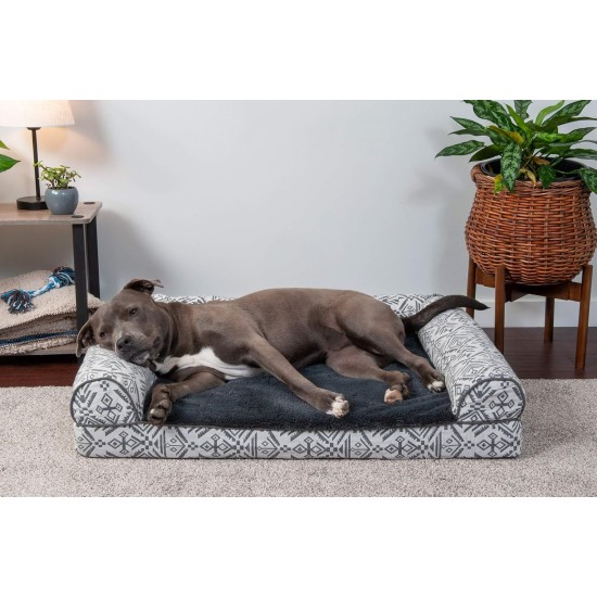 Furhaven Large Memory Foam Dog Bed Plush & Southwest Kilim Decor Sofa-Style w/Removable Washable Cover - Desert Brown, Large Furhaven Large Memory Foam Dog Bed Plush & Southwest Kilim Decor Sofa-Style w/Removable Washable Cover - Desert Brown, Large