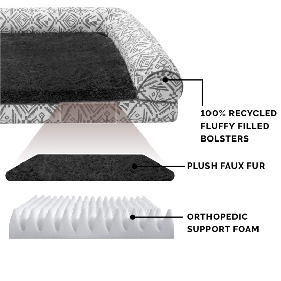 Furhaven Large Memory Foam Dog Bed Plush & Southwest Kilim Decor Sofa-Style w/Removable Washable Cover - Desert Brown, Large Furhaven Large Memory Foam Dog Bed Plush & Southwest Kilim Decor Sofa-Style w/Removable Washable Cover - Desert Brown, Large