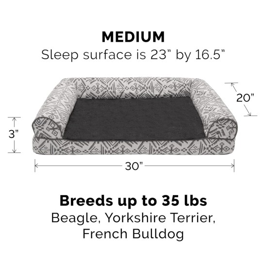 Furhaven Large Memory Foam Dog Bed Plush & Southwest Kilim Decor Sofa-Style w/Removable Washable Cover - Desert Brown, Large Furhaven Large Memory Foam Dog Bed Plush & Southwest Kilim Decor Sofa-Style w/Removable Washable Cover - Desert Brown, Large