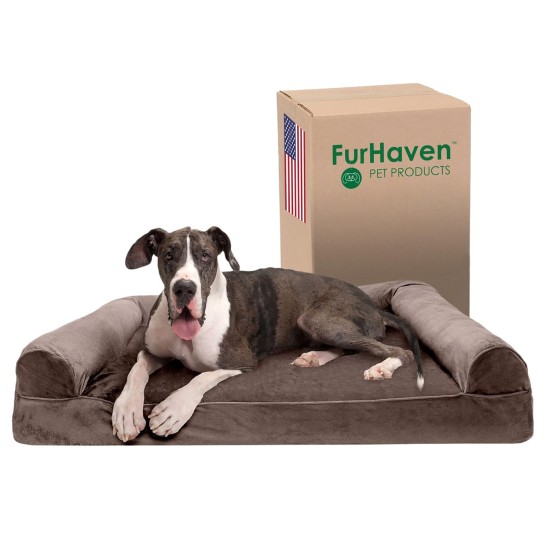 Furhaven Large Memory Foam Dog Bed Plush & Southwest Kilim Decor Sofa-Style w/Removable Washable Cover - Desert Brown, Large Furhaven Large Memory Foam Dog Bed Plush & Southwest Kilim Decor Sofa-Style w/Removable Washable Cover - Desert Brown, Large