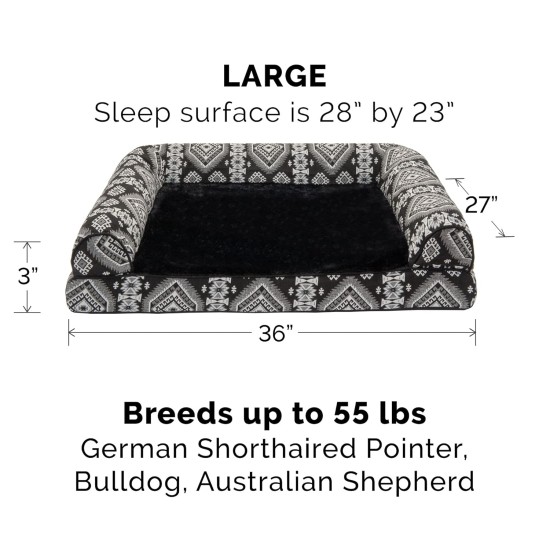 Furhaven Large Memory Foam Dog Bed Plush & Southwest Kilim Decor Sofa-Style w/Removable Washable Cover - Desert Brown, Large Furhaven Large Memory Foam Dog Bed Plush & Southwest Kilim Decor Sofa-Style w/Removable Washable Cover - Desert Brown, Large