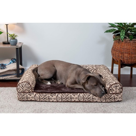 Furhaven Large Memory Foam Dog Bed Plush & Southwest Kilim Decor Sofa-Style w/Removable Washable Cover - Desert Brown, Large Furhaven Large Memory Foam Dog Bed Plush & Southwest Kilim Decor Sofa-Style w/Removable Washable Cover - Desert Brown, Large