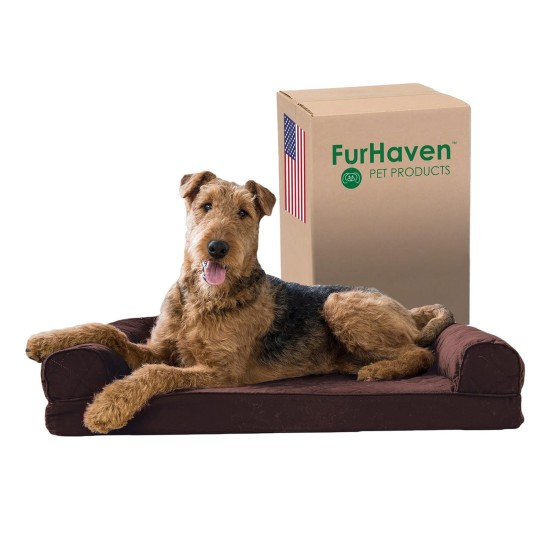 Furhaven Large Memory Foam Dog Bed Plush & Southwest Kilim Decor Sofa-Style w/Removable Washable Cover - Desert Brown, Large Furhaven Large Memory Foam Dog Bed Plush & Southwest Kilim Decor Sofa-Style w/Removable Washable Cover - Desert Brown, Large