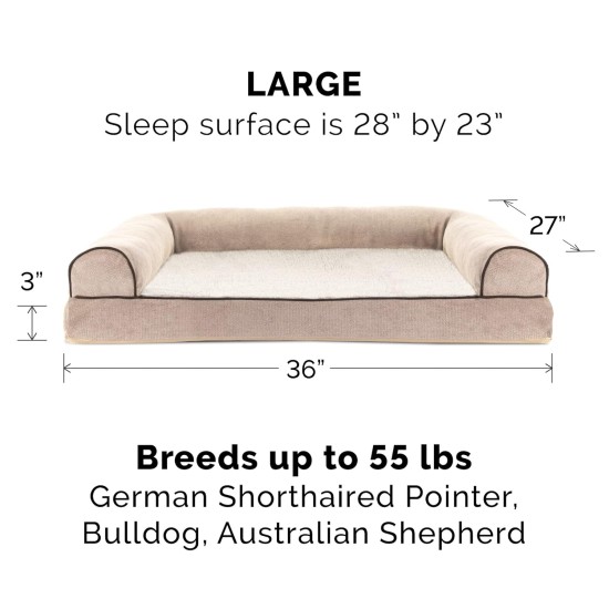 Furhaven Large Memory Foam Dog Bed Plush & Southwest Kilim Decor Sofa-Style w/Removable Washable Cover - Desert Brown, Large Furhaven Large Memory Foam Dog Bed Plush & Southwest Kilim Decor Sofa-Style w/Removable Washable Cover - Desert Brown, Large
