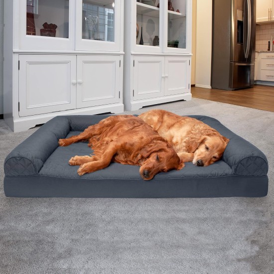 Furhaven Large Memory Foam Dog Bed Plush & Southwest Kilim Decor Sofa-Style w/Removable Washable Cover - Desert Brown, Large Furhaven Large Memory Foam Dog Bed Plush & Southwest Kilim Decor Sofa-Style w/Removable Washable Cover - Desert Brown, Large