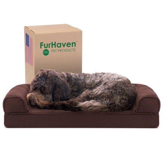 Furhaven Large Memory Foam Dog Bed Plush & Southwest Kilim Decor Sofa-Style w/Removable Washable Cover - Desert Brown, Large Furhaven Large Memory Foam Dog Bed Plush & Southwest Kilim Decor Sofa-Style w/Removable Washable Cover - Desert Brown, Large