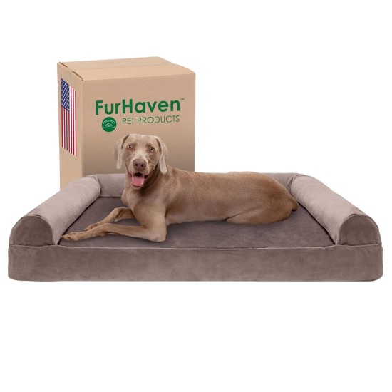 Furhaven Large Memory Foam Dog Bed Plush & Southwest Kilim Decor Sofa-Style w/Removable Washable Cover - Desert Brown, Large Furhaven Large Memory Foam Dog Bed Plush & Southwest Kilim Decor Sofa-Style w/Removable Washable Cover - Desert Brown, Large