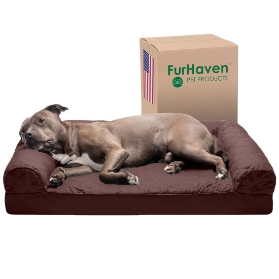 Furhaven Large Memory Foam Dog Bed Plush & Southwest Kilim Decor Sofa-Style w/Removable Washable Cover - Desert Brown, Large Furhaven Large Memory Foam Dog Bed Plush & Southwest Kilim Decor Sofa-Style w/Removable Washable Cover - Desert Brown, Large