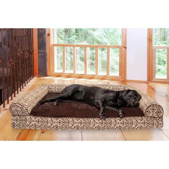 Furhaven Large Memory Foam Dog Bed Plush & Southwest Kilim Decor Sofa-Style w/Removable Washable Cover - Desert Brown, Large Furhaven Large Memory Foam Dog Bed Plush & Southwest Kilim Decor Sofa-Style w/Removable Washable Cover - Desert Brown, Large