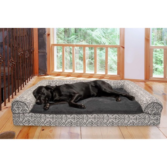 Furhaven Large Memory Foam Dog Bed Plush & Southwest Kilim Decor Sofa-Style w/Removable Washable Cover - Desert Brown, Large Furhaven Large Memory Foam Dog Bed Plush & Southwest Kilim Decor Sofa-Style w/Removable Washable Cover - Desert Brown, Large