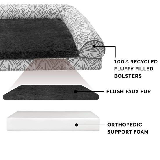 Furhaven Large Memory Foam Dog Bed Plush & Southwest Kilim Decor Sofa-Style w/Removable Washable Cover - Desert Brown, Large Furhaven Large Memory Foam Dog Bed Plush & Southwest Kilim Decor Sofa-Style w/Removable Washable Cover - Desert Brown, Large