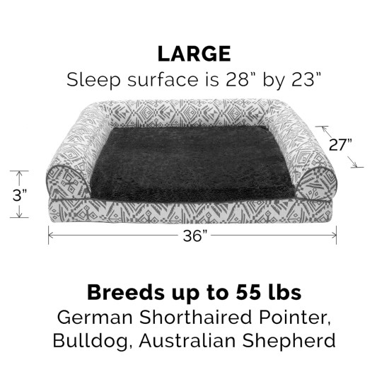 Furhaven Large Memory Foam Dog Bed Plush & Southwest Kilim Decor Sofa-Style w/Removable Washable Cover - Desert Brown, Large Furhaven Large Memory Foam Dog Bed Plush & Southwest Kilim Decor Sofa-Style w/Removable Washable Cover - Desert Brown, Large