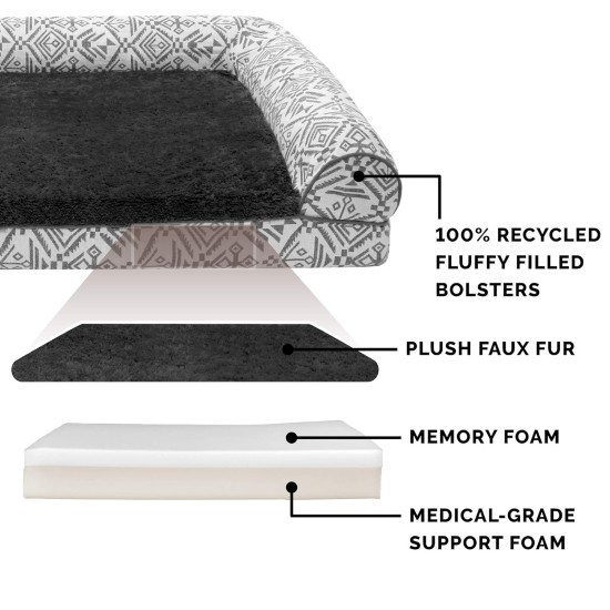 Furhaven Large Memory Foam Dog Bed Plush & Southwest Kilim Decor Sofa-Style w/Removable Washable Cover - Desert Brown, Large Furhaven Large Memory Foam Dog Bed Plush & Southwest Kilim Decor Sofa-Style w/Removable Washable Cover - Desert Brown, Large