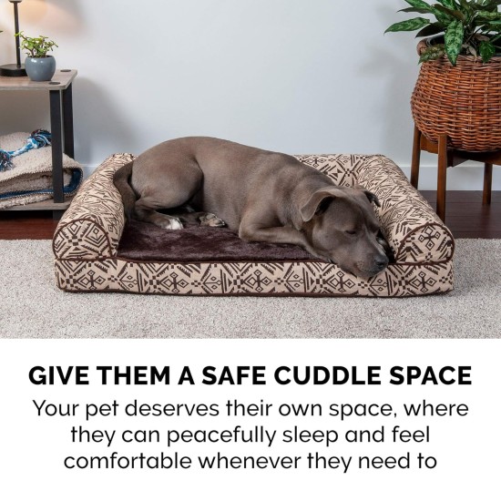 Furhaven Large Memory Foam Dog Bed Plush & Southwest Kilim Decor Sofa-Style w/Removable Washable Cover - Desert Brown, Large Furhaven Large Memory Foam Dog Bed Plush & Southwest Kilim Decor Sofa-Style w/Removable Washable Cover - Desert Brown, Large