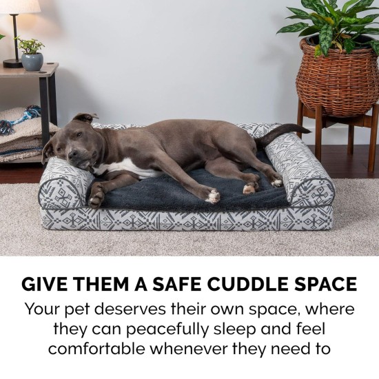 Furhaven Large Memory Foam Dog Bed Plush & Southwest Kilim Decor Sofa-Style w/Removable Washable Cover - Desert Brown, Large Furhaven Large Memory Foam Dog Bed Plush & Southwest Kilim Decor Sofa-Style w/Removable Washable Cover - Desert Brown, Large