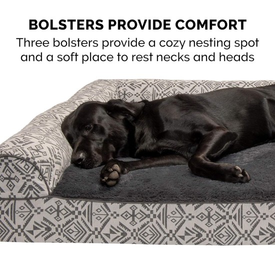 Furhaven Large Memory Foam Dog Bed Plush & Southwest Kilim Decor Sofa-Style w/Removable Washable Cover - Desert Brown, Large Furhaven Large Memory Foam Dog Bed Plush & Southwest Kilim Decor Sofa-Style w/Removable Washable Cover - Desert Brown, Large