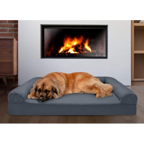 Furhaven Large Memory Foam Dog Bed Plush & Southwest Kilim Decor Sofa-Style w/Removable Washable Cover - Desert Brown, Large Furhaven Large Memory Foam Dog Bed Plush & Southwest Kilim Decor Sofa-Style w/Removable Washable Cover - Desert Brown, Large