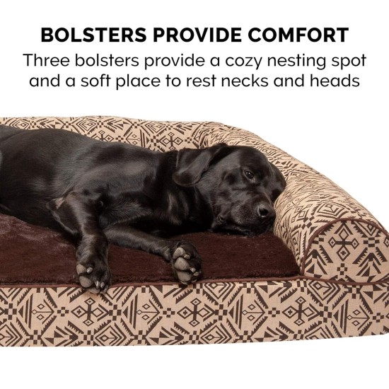 Furhaven Large Memory Foam Dog Bed Plush & Southwest Kilim Decor Sofa-Style w/Removable Washable Cover - Desert Brown, Large Furhaven Large Memory Foam Dog Bed Plush & Southwest Kilim Decor Sofa-Style w/Removable Washable Cover - Desert Brown, Large