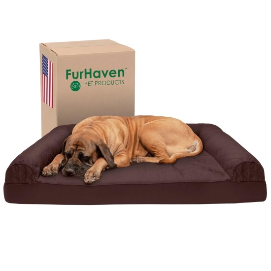 Furhaven Large Memory Foam Dog Bed Plush & Southwest Kilim Decor Sofa-Style w/Removable Washable Cover - Desert Brown, Large Furhaven Large Memory Foam Dog Bed Plush & Southwest Kilim Decor Sofa-Style w/Removable Washable Cover - Desert Brown, Large
