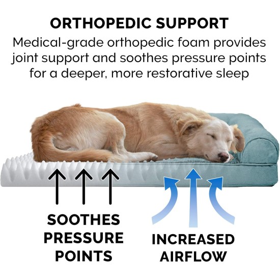 Furhaven Large Orthopaedic Dog Bed Faux Fur & Velvet Sofa-Style w/Removable Washable Cover - Driftwood Brown, Large Furhaven Large Orthopaedic Dog Bed Faux Fur & Velvet Sofa-Style w/Removable Washable Cover - Driftwood Brown, Large