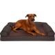 Furhaven Large Orthopaedic Dog Bed Faux Fur & Velvet Sofa-Style w/Removable Washable Cover - Driftwood Brown, Large