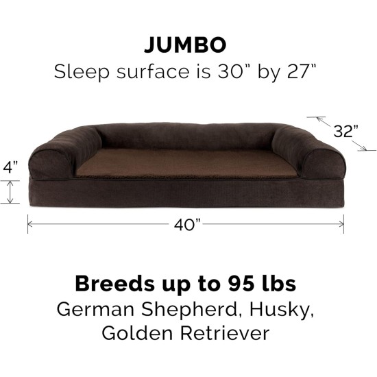 Furhaven Large Orthopaedic Dog Bed Faux Fur & Velvet Sofa-Style w/Removable Washable Cover - Driftwood Brown, Large Furhaven Large Orthopaedic Dog Bed Faux Fur & Velvet Sofa-Style w/Removable Washable Cover - Driftwood Brown, Large