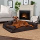 Furhaven Large Orthopaedic Dog Bed Faux Fur & Velvet Sofa-Style w/Removable Washable Cover - Driftwood Brown, Large