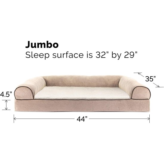 Furhaven Large Orthopaedic Dog Bed Faux Fur & Velvet Sofa-Style w/Removable Washable Cover - Driftwood Brown, Large Furhaven Large Orthopaedic Dog Bed Faux Fur & Velvet Sofa-Style w/Removable Washable Cover - Driftwood Brown, Large