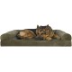Furhaven Large Orthopaedic Dog Bed Faux Fur & Velvet Sofa-Style w/Removable Washable Cover - Driftwood Brown, Large
