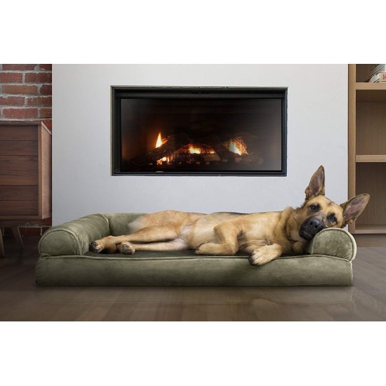 Furhaven Large Orthopaedic Dog Bed Faux Fur & Velvet Sofa-Style w/Removable Washable Cover - Driftwood Brown, Large Furhaven Large Orthopaedic Dog Bed Faux Fur & Velvet Sofa-Style w/Removable Washable Cover - Driftwood Brown, Large