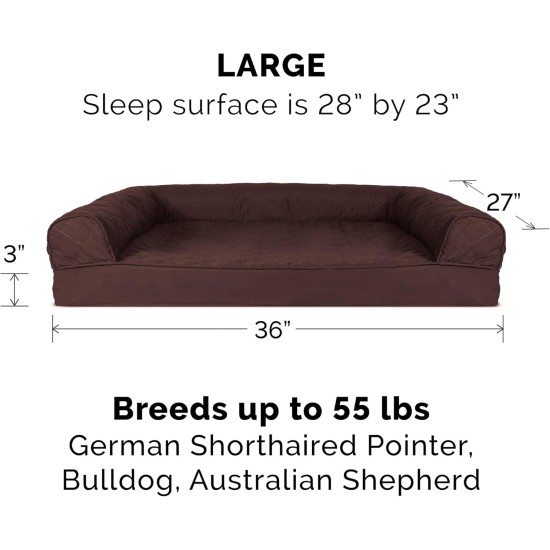 Furhaven Large Orthopaedic Dog Bed Faux Fur & Velvet Sofa-Style w/Removable Washable Cover - Driftwood Brown, Large Furhaven Large Orthopaedic Dog Bed Faux Fur & Velvet Sofa-Style w/Removable Washable Cover - Driftwood Brown, Large