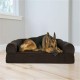 Furhaven Large Orthopaedic Dog Bed Faux Fur & Velvet Sofa-Style w/Removable Washable Cover - Driftwood Brown, Large